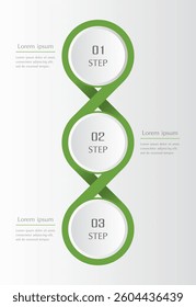 Step by step vertical infographic template with 3 options, parts or processes.