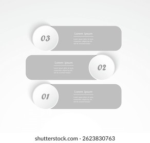 Step by step vertical infographic template with 3 options, parts or processes.