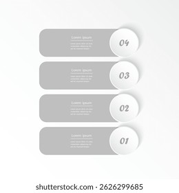 Plantilla de infografía de Vertical paso a paso con 4 opciones, piezas o procesos.