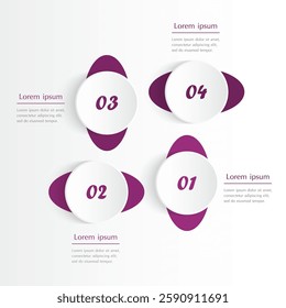 Step by step violet infographic template with 4 options, parts or processes.