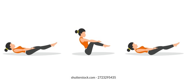 passo a passo mulheres v crunch ginástica exercício