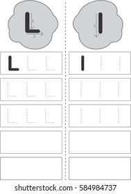 Step by step writing. how to write letter l