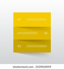 Step by step yellow circle infographic template with 3 steps, options, parts or processes.