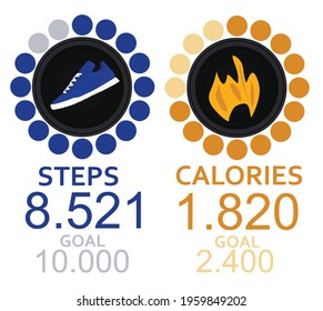 Step and calorie  icon. vector 