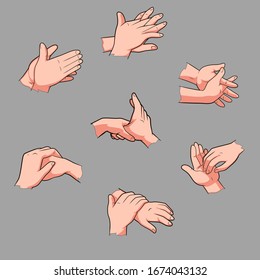paso de las manos limpiadoras aisladas para la decoración. manos lavadoras
