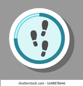 Step counter icon that symbolizes healty and running. All the objects, shadows and background are in different layers.  svg