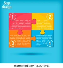 Step design. Business Infographics. Puzzle Elements. Infographic Element. Vector Illustrations.