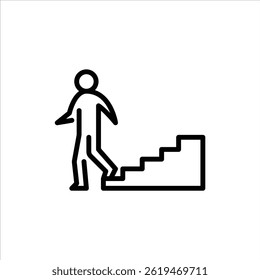 step down outline icon. stickman line art illustration.