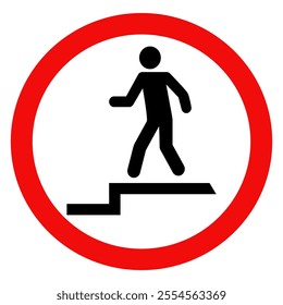 Step down warning sign.Vector Illustration