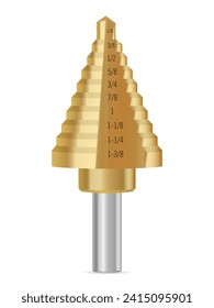 Step drill bit on a white background. Vector illustration.