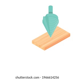 Step drill icon. Isometric illustration of step drill vector icon for web