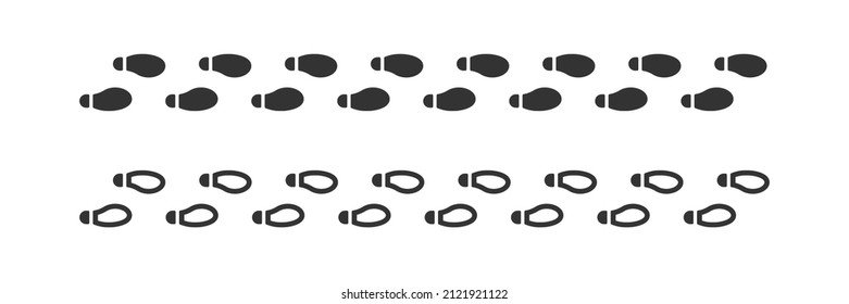Step footprint illustration. Human walk track, foot print way in vector flat style.