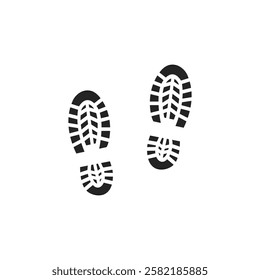 Step footprint path. footstep print and shoe step . shoe tread footprints vector illustration isolated on white background.