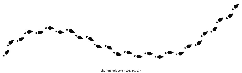 Step footprints paths. Female footprints, womens watch out for shoes, a route from footprints. Footsteps footprint trekking route. Footsteps print route. Vector illustration