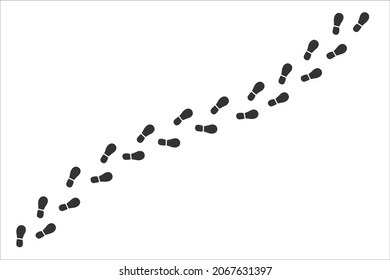 Step footprints paths. footstep prints and shoe steps . shoe tread footprints vector illustration isolated on white background.