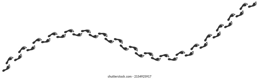 Fußspuren von Schritten. Fußschrittabdrücke und Schuhschritte. Fußspuren mit Schuhen, Vektorgrafik einzeln auf weißem Hintergrund.