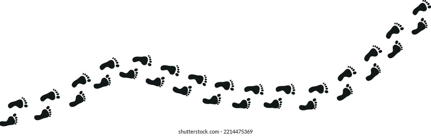 Step Footprints Paths. Footstep Prints And Shoe Steps . Shoe Tread Footprints Vector Illustration Isolated On White Background.