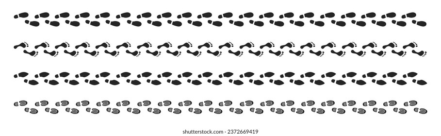 Step footprints paths. footstep prints and shoe steps . shoe tread footprints vector illustration isolated on white background.	