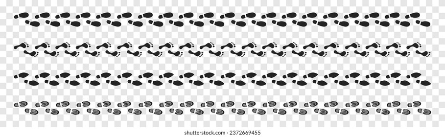 Step footprints paths. footstep prints and shoe steps . shoe tread footprints vector illustration isolated on white background.	