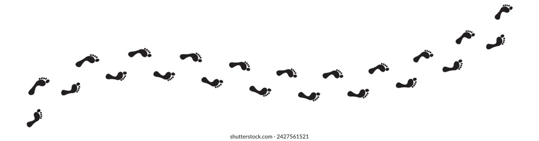 Step footprints paths. footstep prints and shoe steps . shoe tread footprints vector illustration isolated on white background.