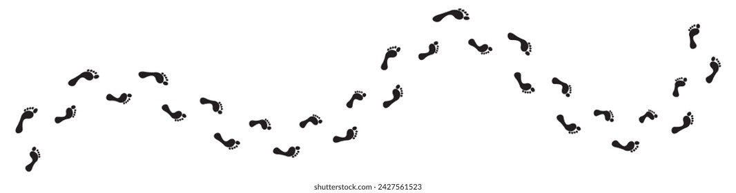 Step footprints paths. footstep prints and shoe steps . shoe tread footprints vector illustration isolated on white background.