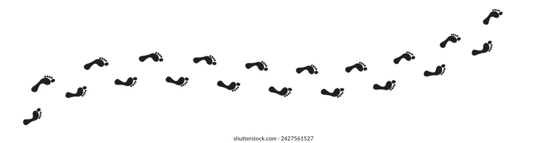 Huellas de paso trazados. huellas de paso y pasos de zapato. pisadas de zapato ilustración vectorial aislado sobre fondo blanco.