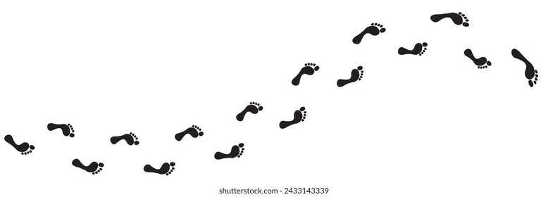  Step footprints paths. footstep prints and shoe steps . shoe tread footprints vector illustration isolated on white background. Editable vector illustration.