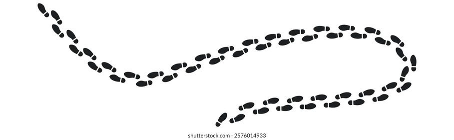 Step footprints paths. footstep prints and shoe steps . shoe tread footprints vector illustration isolated on white background.