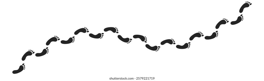 Step footprints paths. footstep prints and shoe steps . shoe tread footprints vector illustration isolated on white background.