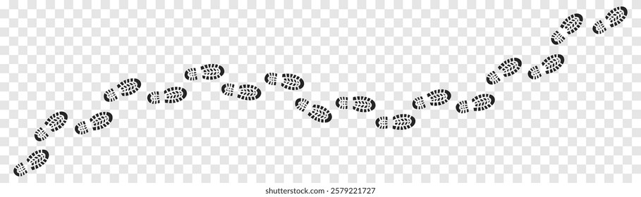 Step footprints paths. footstep prints and shoe steps . shoe tread footprints vector illustration isolated on white background.