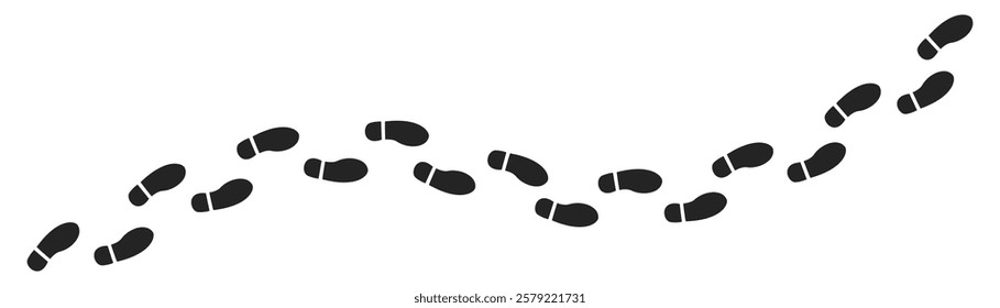 Step footprints paths. footstep prints and shoe steps . shoe tread footprints vector illustration isolated on white background.