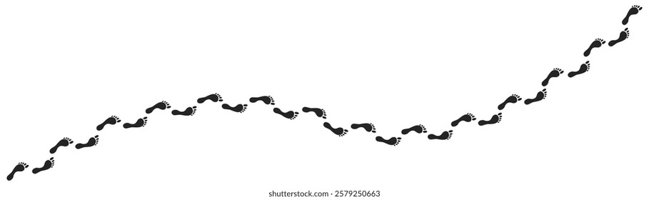 Step footprints paths. footstep prints and shoe steps . shoe tread footprints vector illustration isolated on white background.