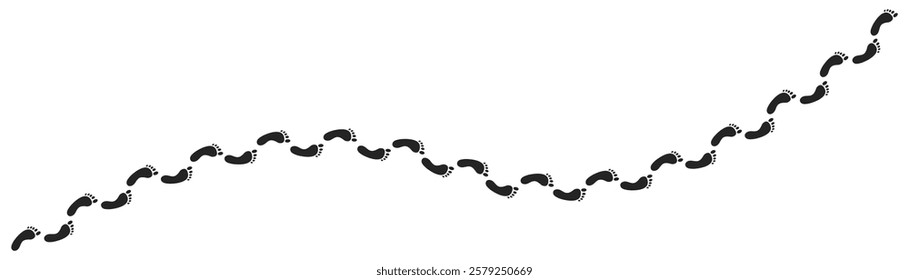 Step footprints paths. footstep prints and shoe steps . shoe tread footprints vector illustration isolated on white background.