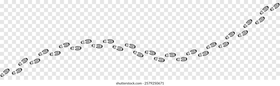 Step footprints paths. footstep prints and shoe steps . shoe tread footprints vector illustration isolated on white background.