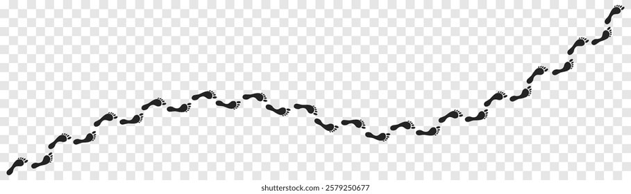 Step footprints paths. footstep prints and shoe steps . shoe tread footprints vector illustration isolated on white background.