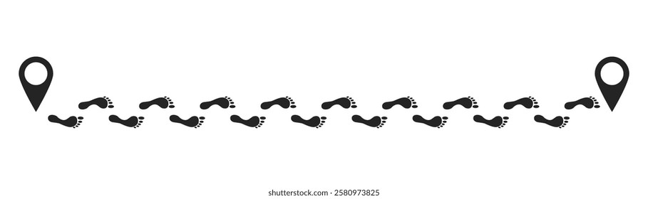 Step footprints paths. footstep prints and shoe steps . shoe tread footprints vector illustration isolated on white background.