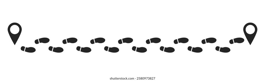 Step footprints paths. footstep prints and shoe steps . shoe tread footprints vector illustration isolated on white background.