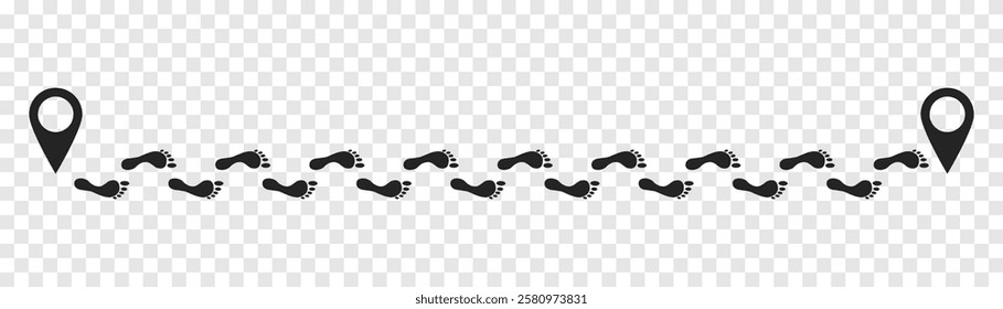 Step footprints paths. footstep prints and shoe steps . shoe tread footprints vector illustration isolated on white background.