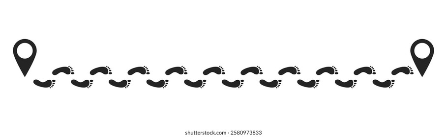 Step footprints paths. footstep prints and shoe steps . shoe tread footprints vector illustration isolated on white background.