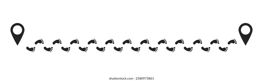 Step footprints paths. footstep prints and shoe steps . shoe tread footprints vector illustration isolated on white background.