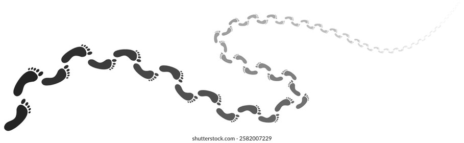 Step footprints paths. footstep prints and shoe steps . shoe tread footprints vector illustration isolated on white background.