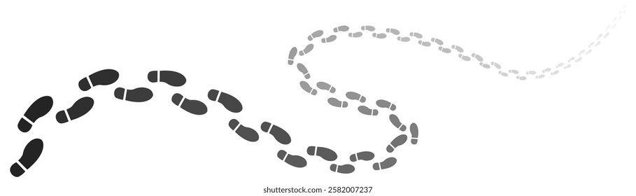 Step footprints paths. footstep prints and shoe steps . shoe tread footprints vector illustration isolated on white background.