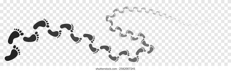 Step footprints paths. footstep prints and shoe steps . shoe tread footprints vector illustration isolated on white background.