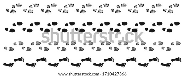 Step Footprints Paths Footstep Prints Shoe Stock Vector Royalty Free