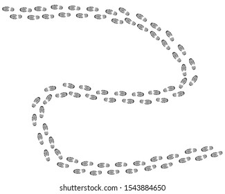 Step footprints paths  silhouette walking isolated on white background