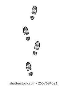 Step footprints paths, vector icon Illustration. isolated on white background. Footprints in men's shoes