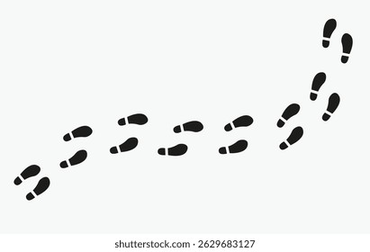 Step footprints paths, vector icon Illustration. isolated on white gray background