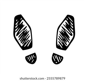 Step footprints, vector icon Illustration. isolated on white background. Footprints in men's shoes