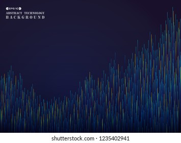 Step of futuristic abstraction in gradient blue and orange line pattern background, vector eps10