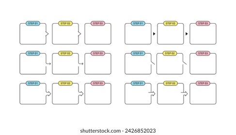 Gráficos escalonados, diagramas e infografías en un estilo simple, moderno y mínimo. Conjunto de fuentes gráficas de diseño para informes, folletos, volantes, folletos, etc. Conjunto de ilustraciones de información de paso.